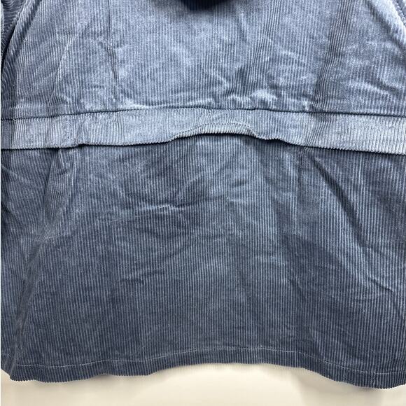 BiBi 1/2 Zip Corduroy Hoodie Pullover Long Sleeves Cargo Pockets Slate Blue L - Picture 9 of 13